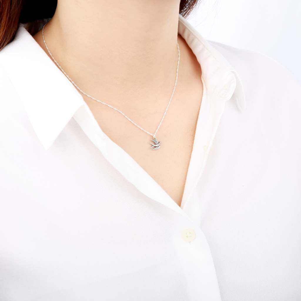 【Angel & Me】Flying Swallow Bird s925 sterling silver necklace Birthday gift, , large