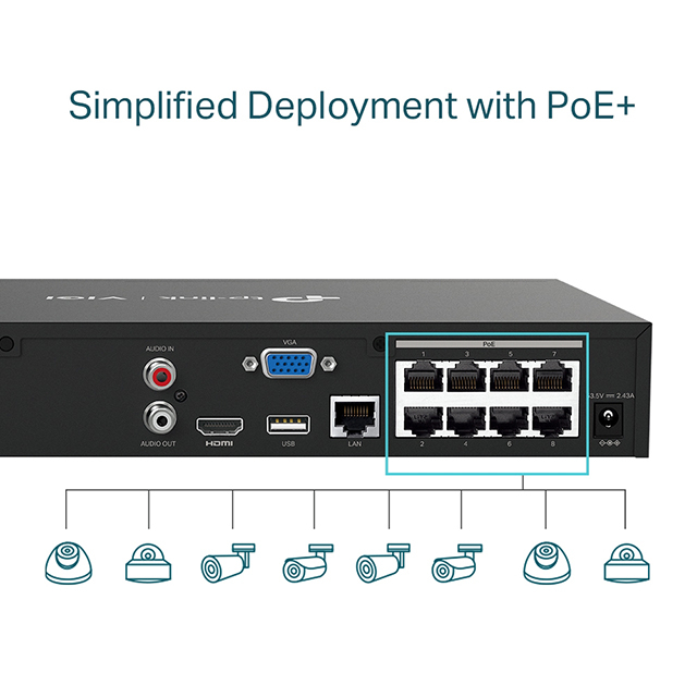 TP-LINK 昌運監視器組合 VIGI NVR1008H-8MP 8路主機+VIGI C340I 4MP網路攝影機*8, , large