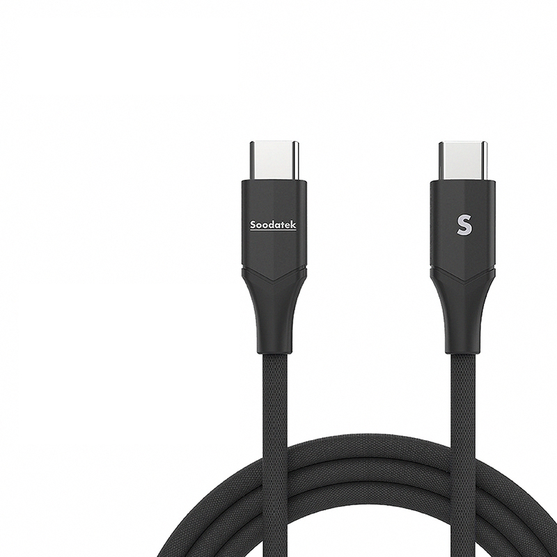 Soodatek SUC2高彈絲充電傳輸線-CC-1M, 黑色, large