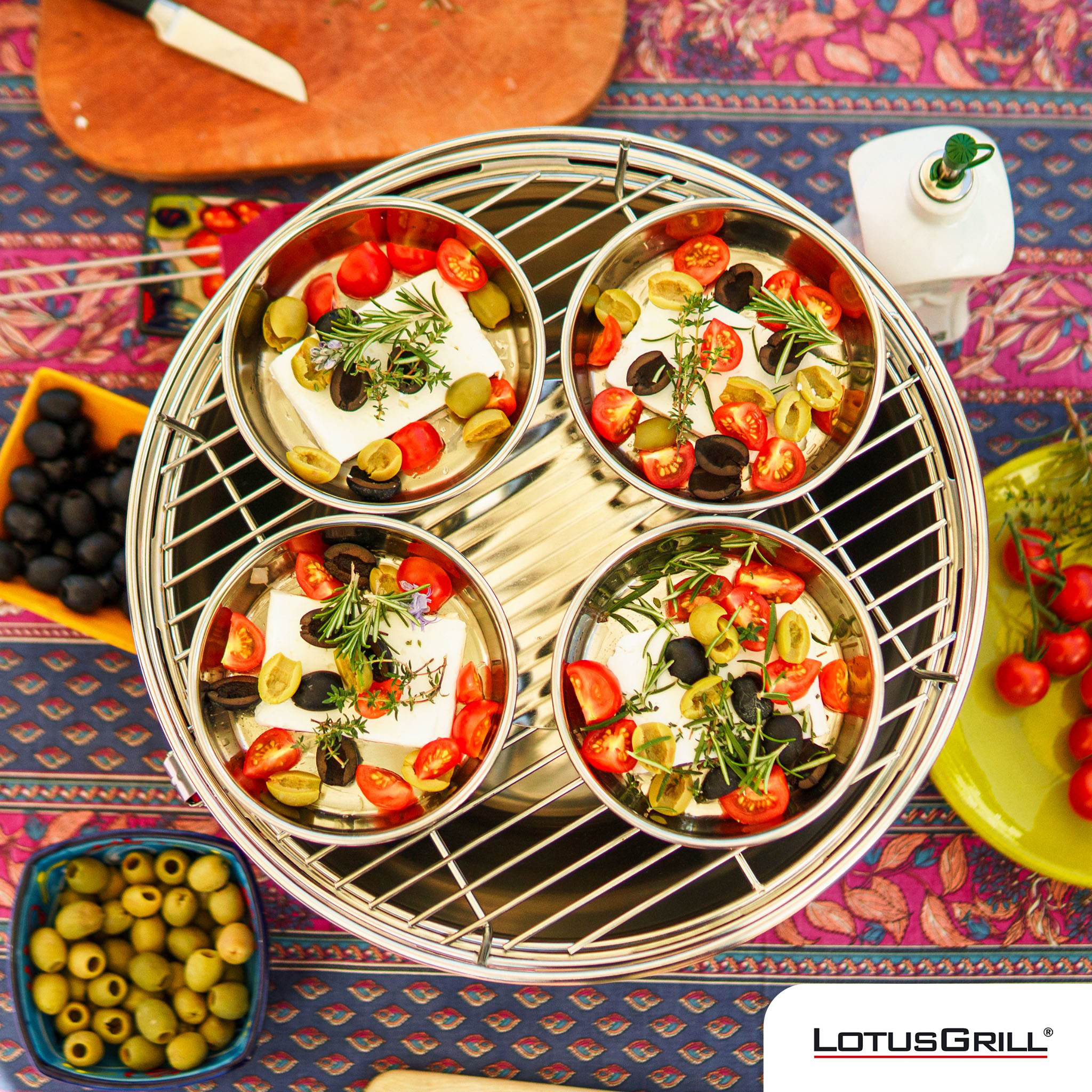 【德國LotusGrill】G340無煙烤肉超值七件組 (烤爐+平底鍋組+玻璃蓋+腳架+夾+刷+炭精), , large