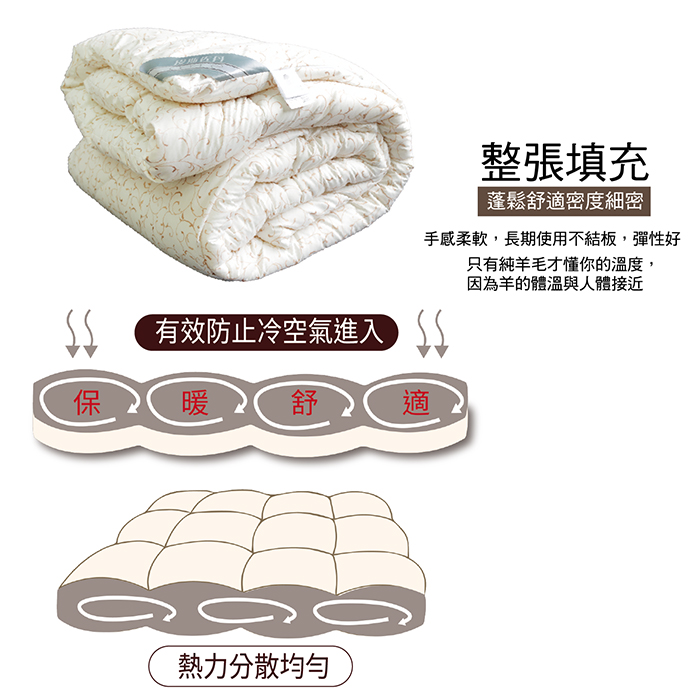 【多利寶寢具】皮斯佐丹_100%雙人純新特級羊毛被/棉被胎, , large