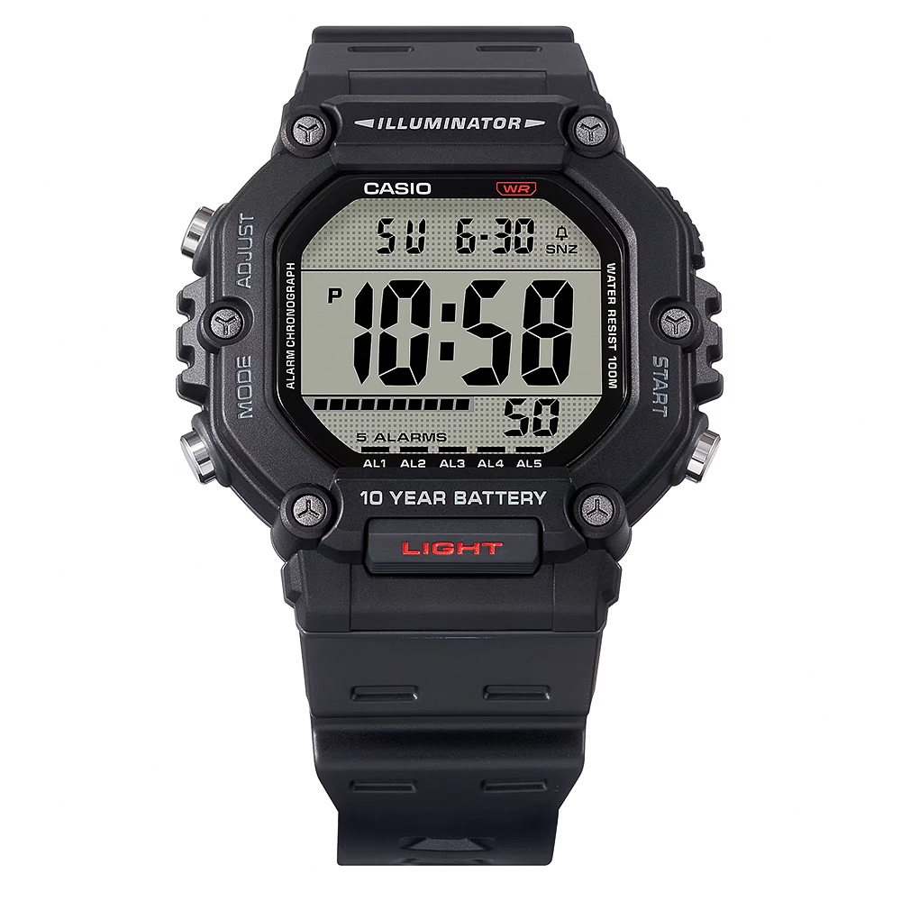 CASIO 卡西歐 大屏幕顯示 10年電力手錶-黑 AE-1600H-1AV, , large