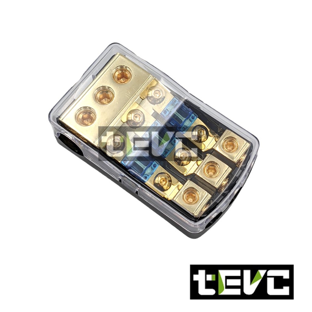 《tevc》ANS A9 一進三出 保險絲座 音響 改裝 車用 專用 三路 熔絲型 ANL型(小號) 保險絲, , large