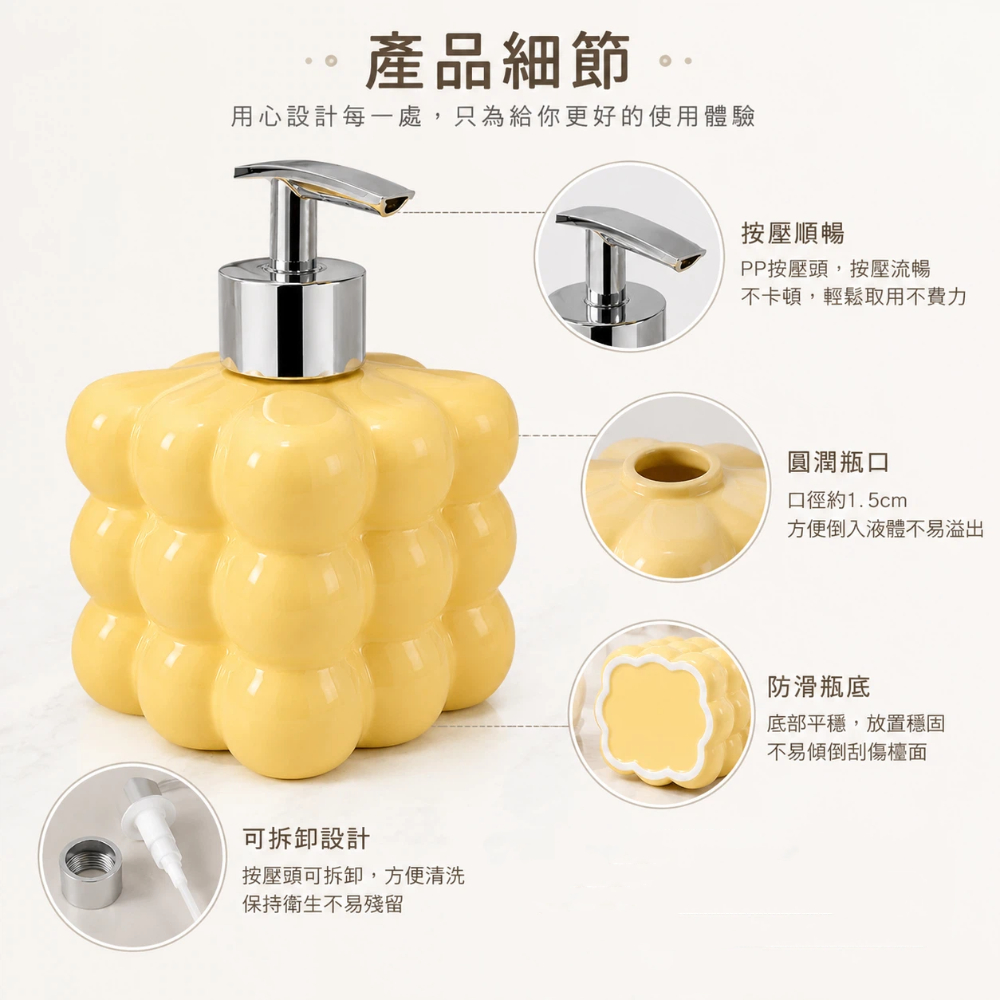 【A&R】輕奢雲朵氣泡造型洗護按壓瓶 300ML 兩色任選, , large