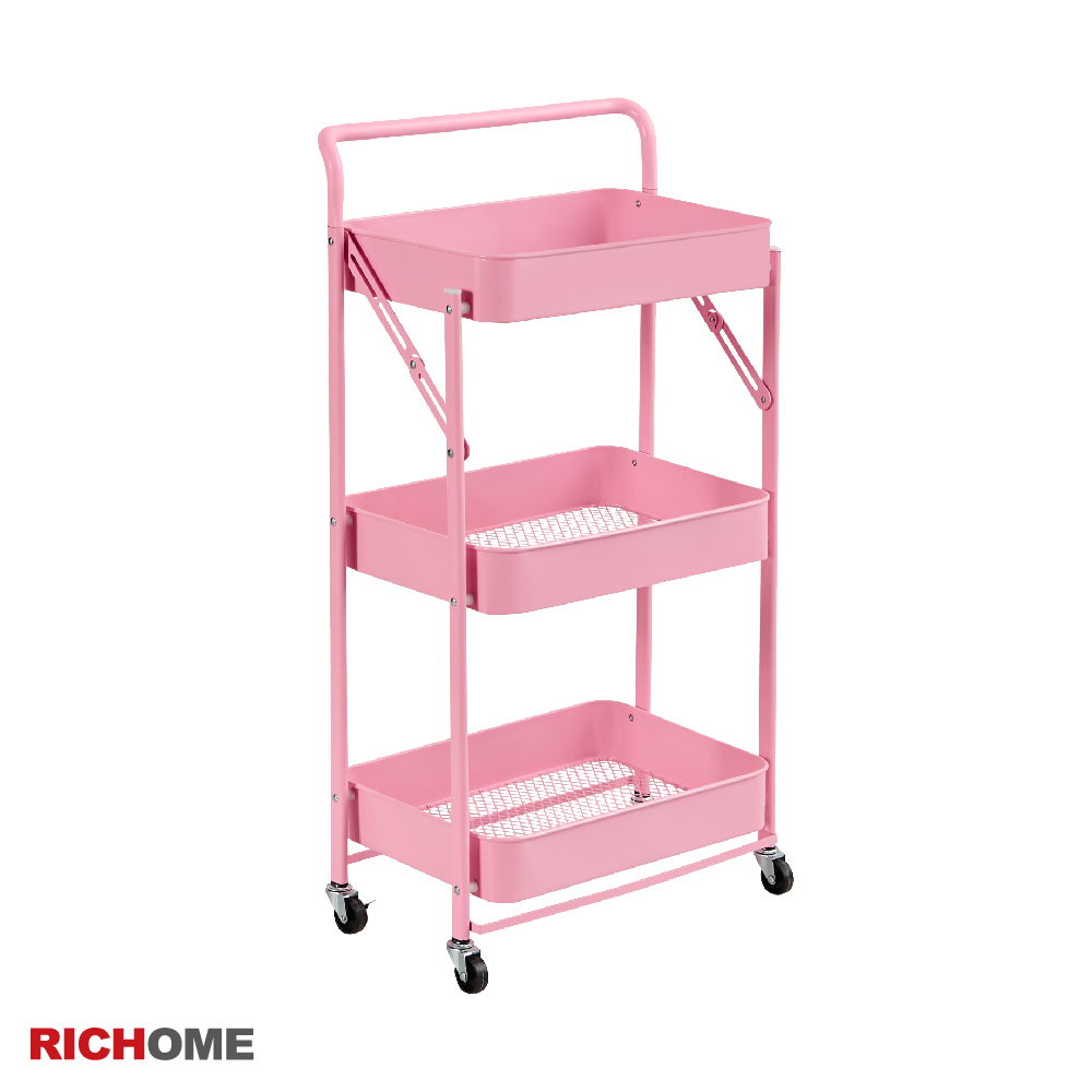 folding storage basket trolley, , large