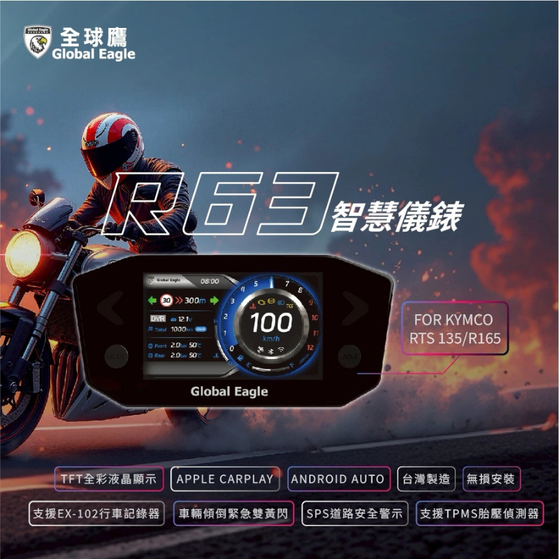 ◆六姐的店【全球鷹 Global Eagle】 R63智慧儀錶 RTS135/ RTS165車型專用(贈藍牙耳機), , large