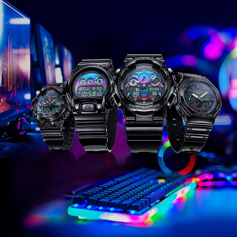 CASIO 卡西歐 G-SHOCK AI 探索虛擬彩虹系列雙顯錶 GA-2100RGB-1A, , large
