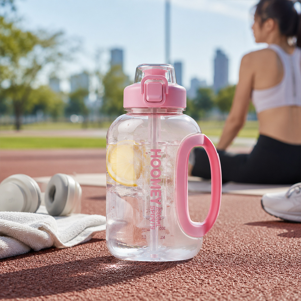 【虎米Hoomey】進口Tritan 泰坦噸噸桶 手提式 直飲+吸管大容量 運動水壺1800ML, , large
