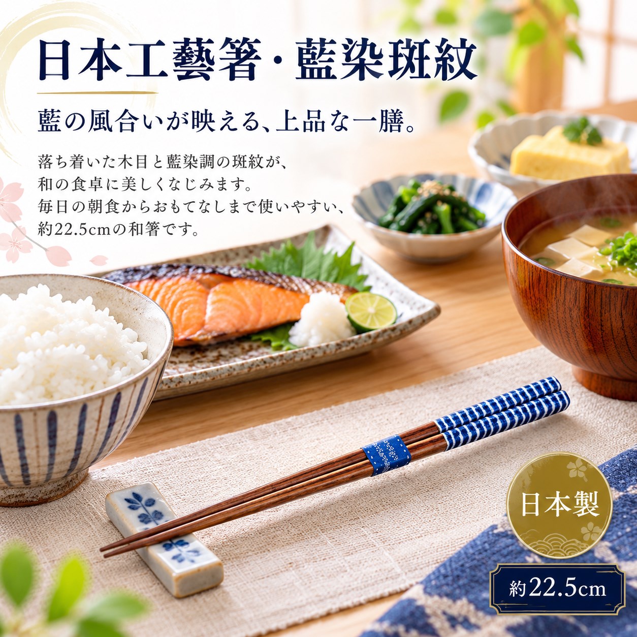 【HIYASU日安工坊】日本工藝箸-藍染斑紋, , large