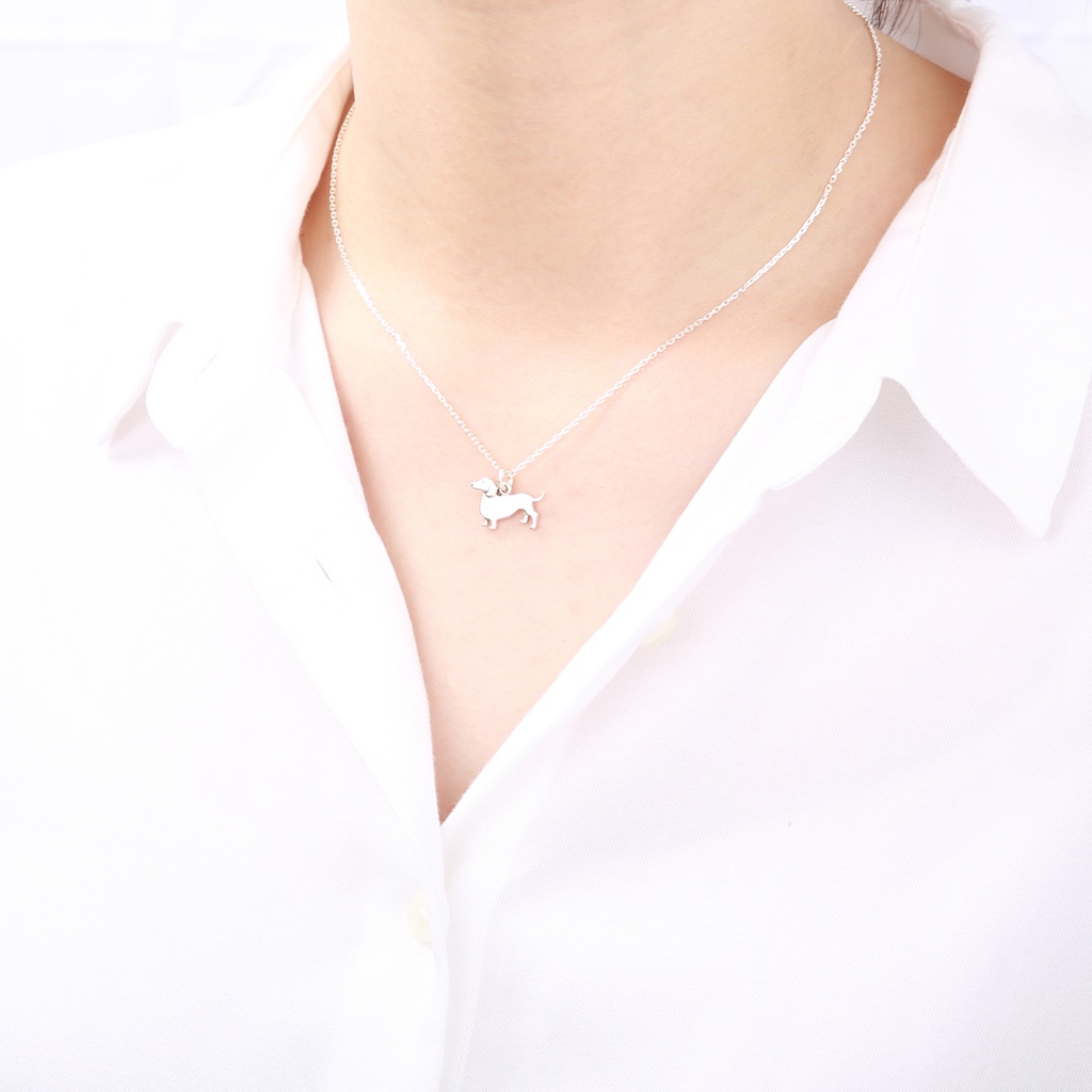 【Angel & Me】Cute Dachshund Dog s925 sterling silver necklace Birthday gift, , large