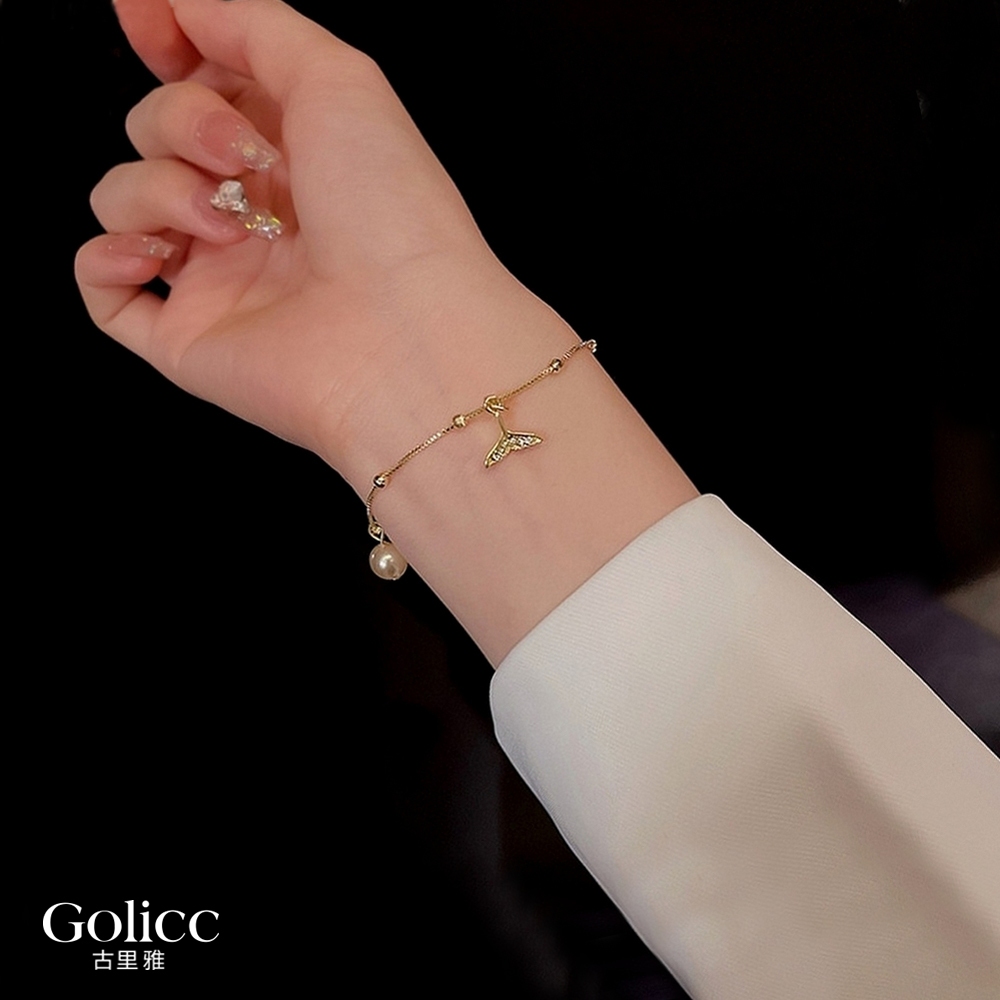 【Gulicc 】古莉可 手鍊 韓版魚尾鑲鑽珍珠手鍊, , large