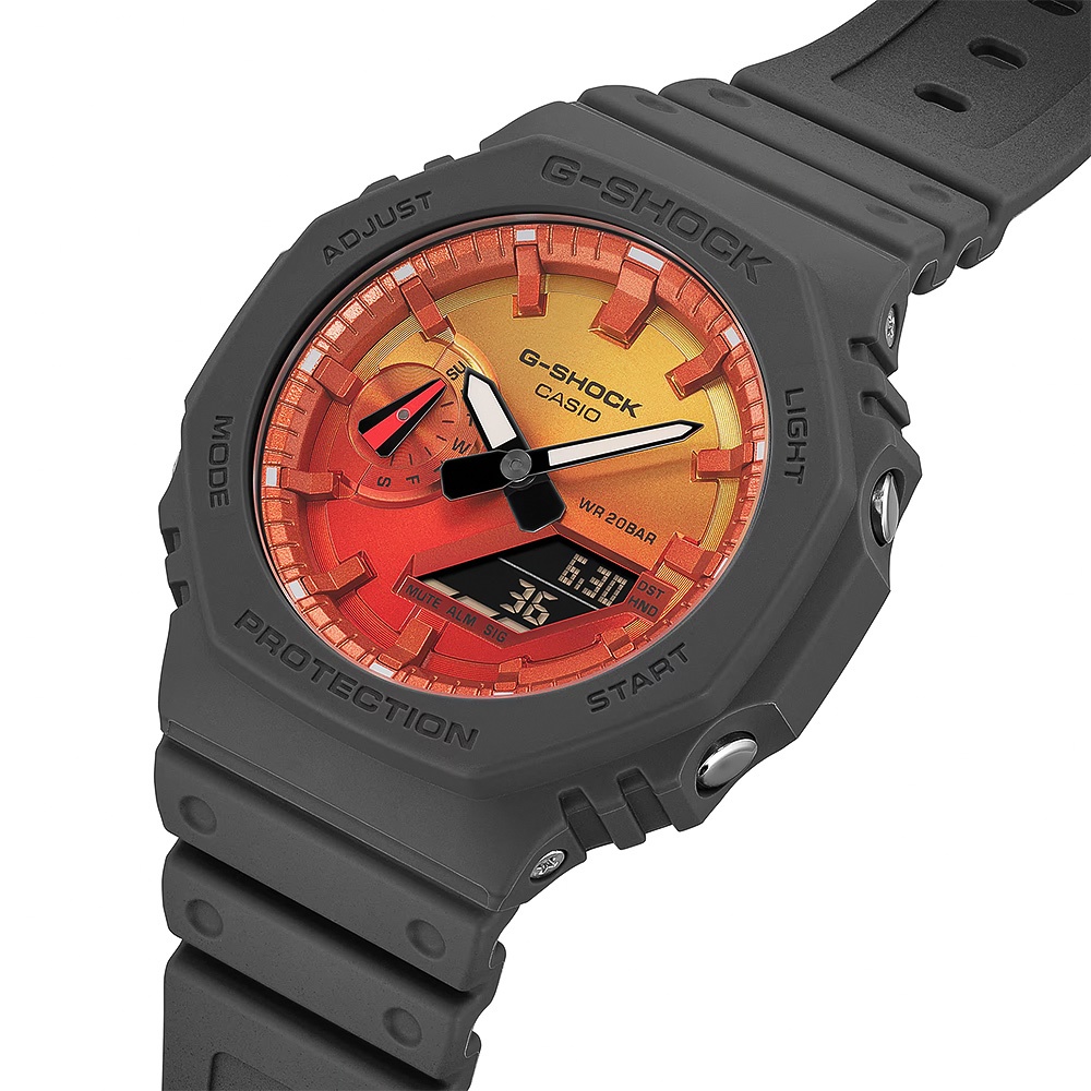 CASIO 卡西歐 G-SHOCK 熾熱火焰系列 八角雙顯手錶 GA-2100FL-8A, , large