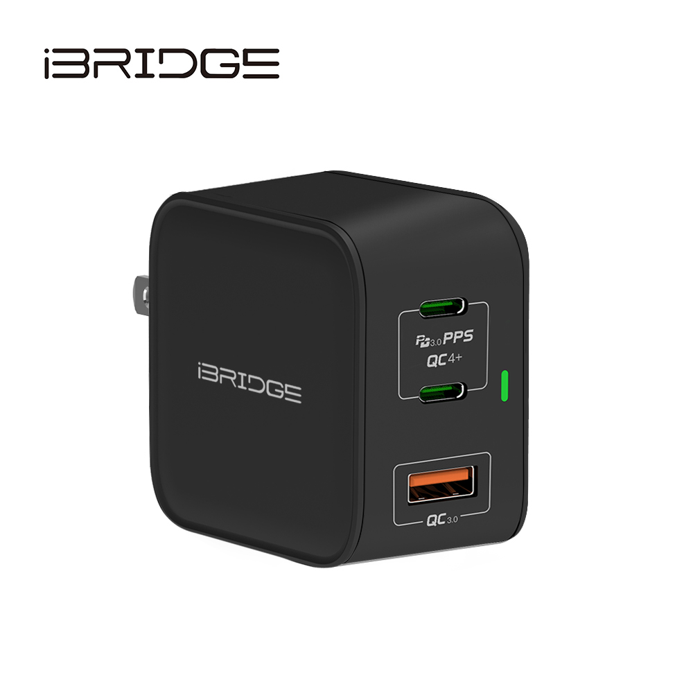 iBRIDGE GaN 65W 3Ports Charger - Black, , large