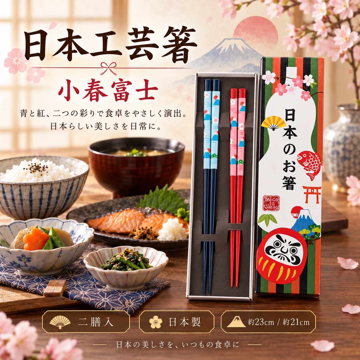 【HIYASU日安工坊】日本工藝箸-小春富士 2入, , large