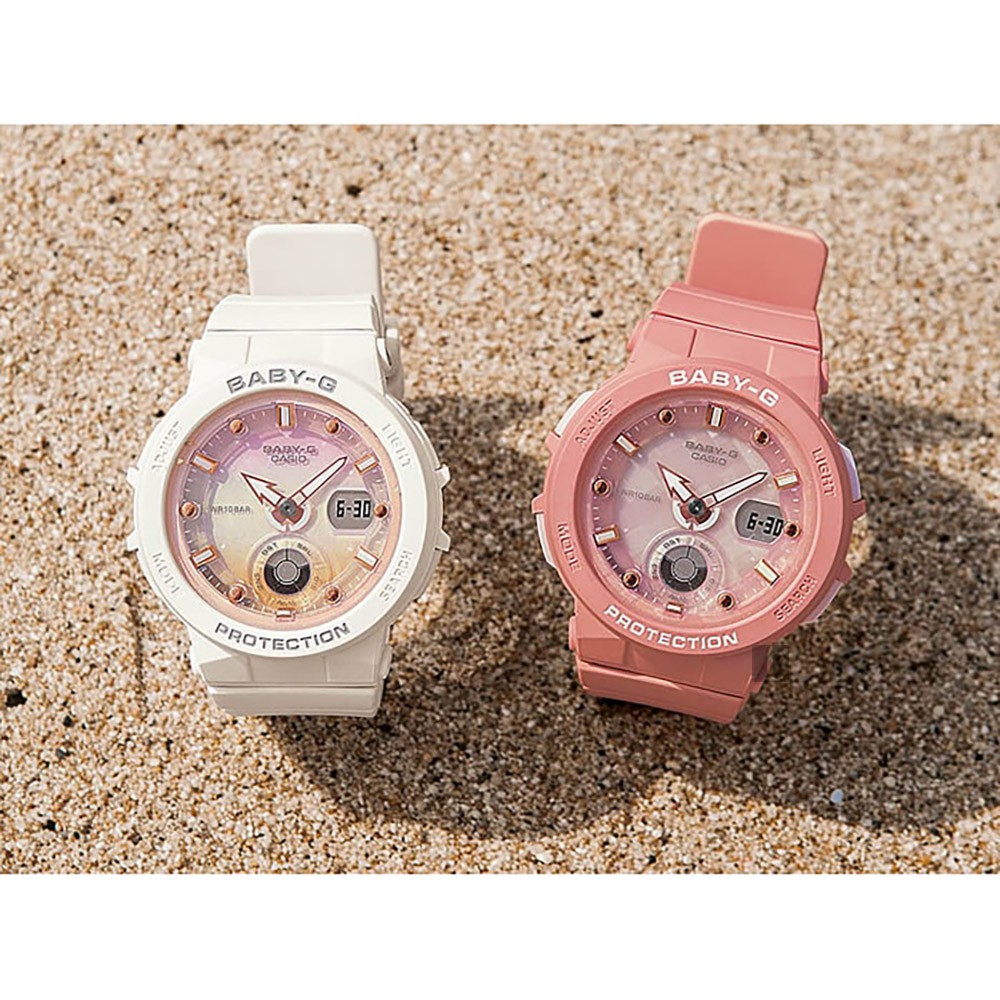 CASIO 卡西歐 Baby-G 海洋渡假 霓虹手錶-白 BGA-250-7A2, , large