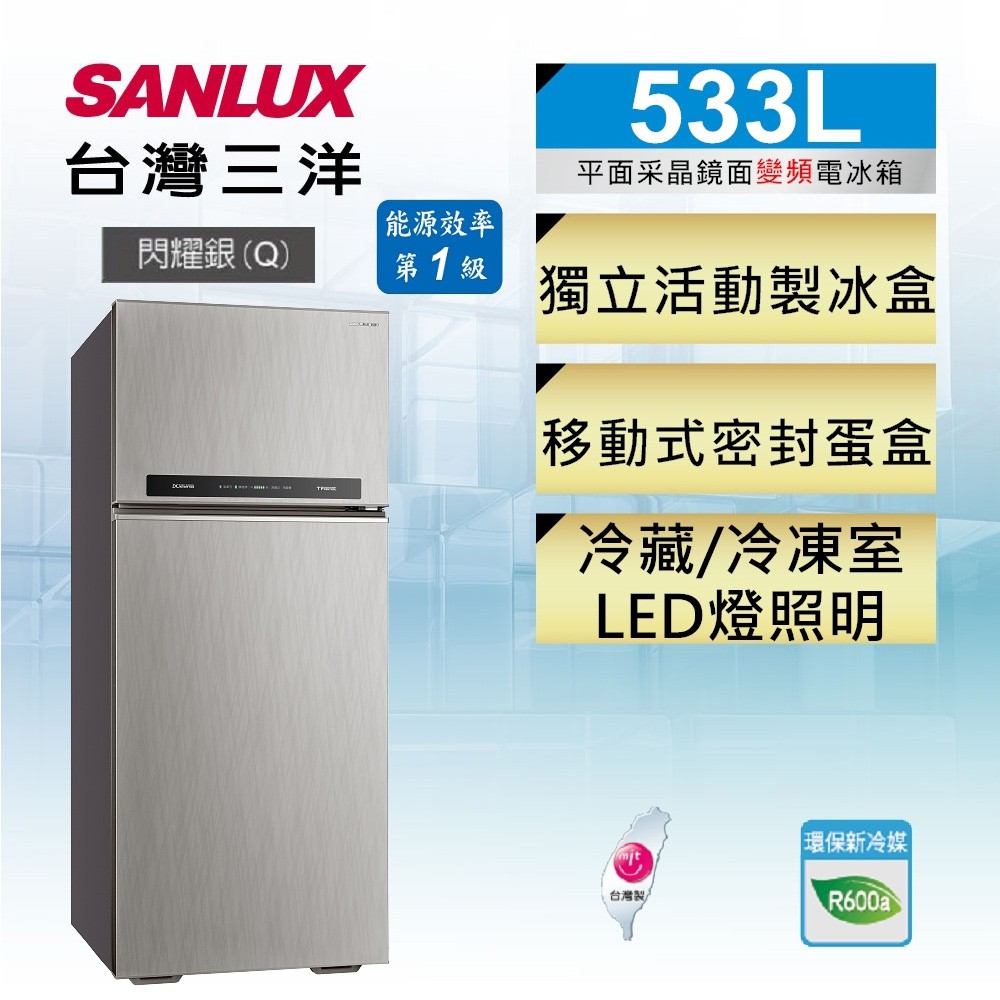 SANLUX台灣三洋533L一級節能 變頻二門電冰箱SR-C533BV1A, , large