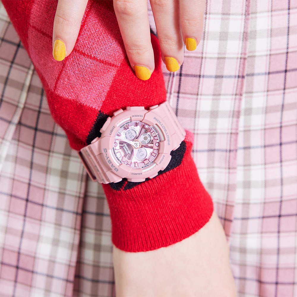 CASIO 卡西歐 BABY-G 校園風休閒雙顯手錶-粉紅 BA-130SP-4A, , large