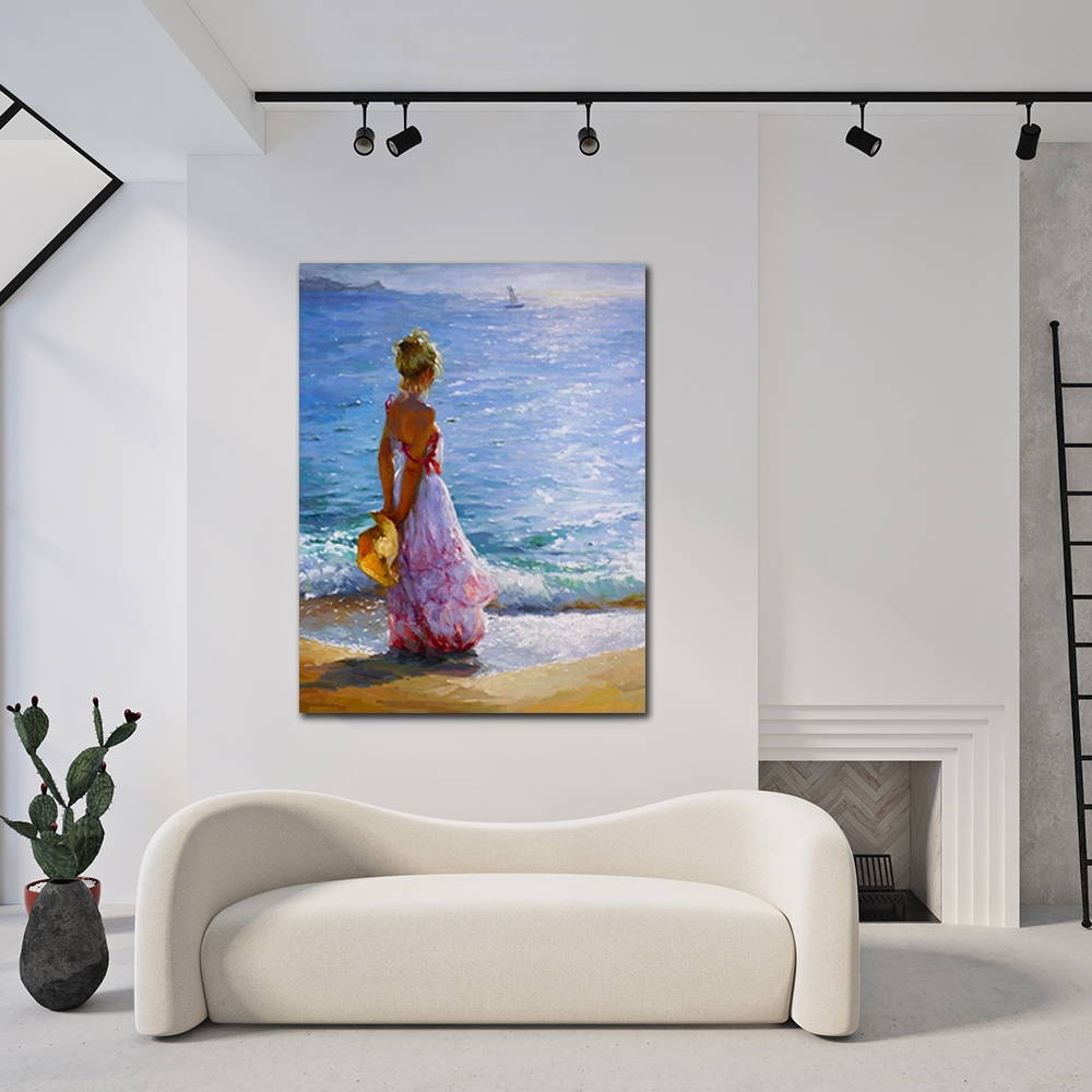 【御畫房】海邊 國家一級畫師手繪油畫60&times;80cm(VF-158), , large