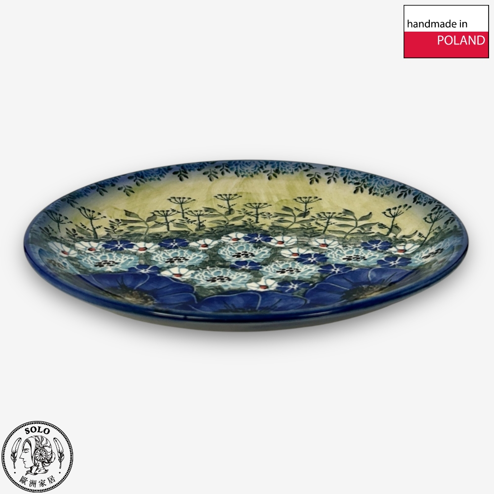【SOLO Vintage】Cerraf Polish Pottery 19cm Round Plate Traces of Fragrance in the Blue Fields Series Made in Poland, , large