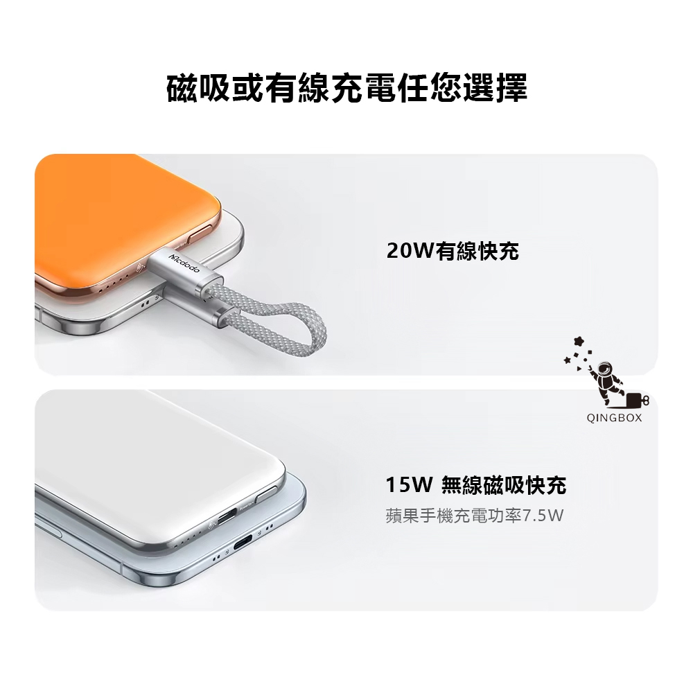 Mcdodo Meta Air 5000mAh 20W Magnetic Wireless Power Bank Orange, , large