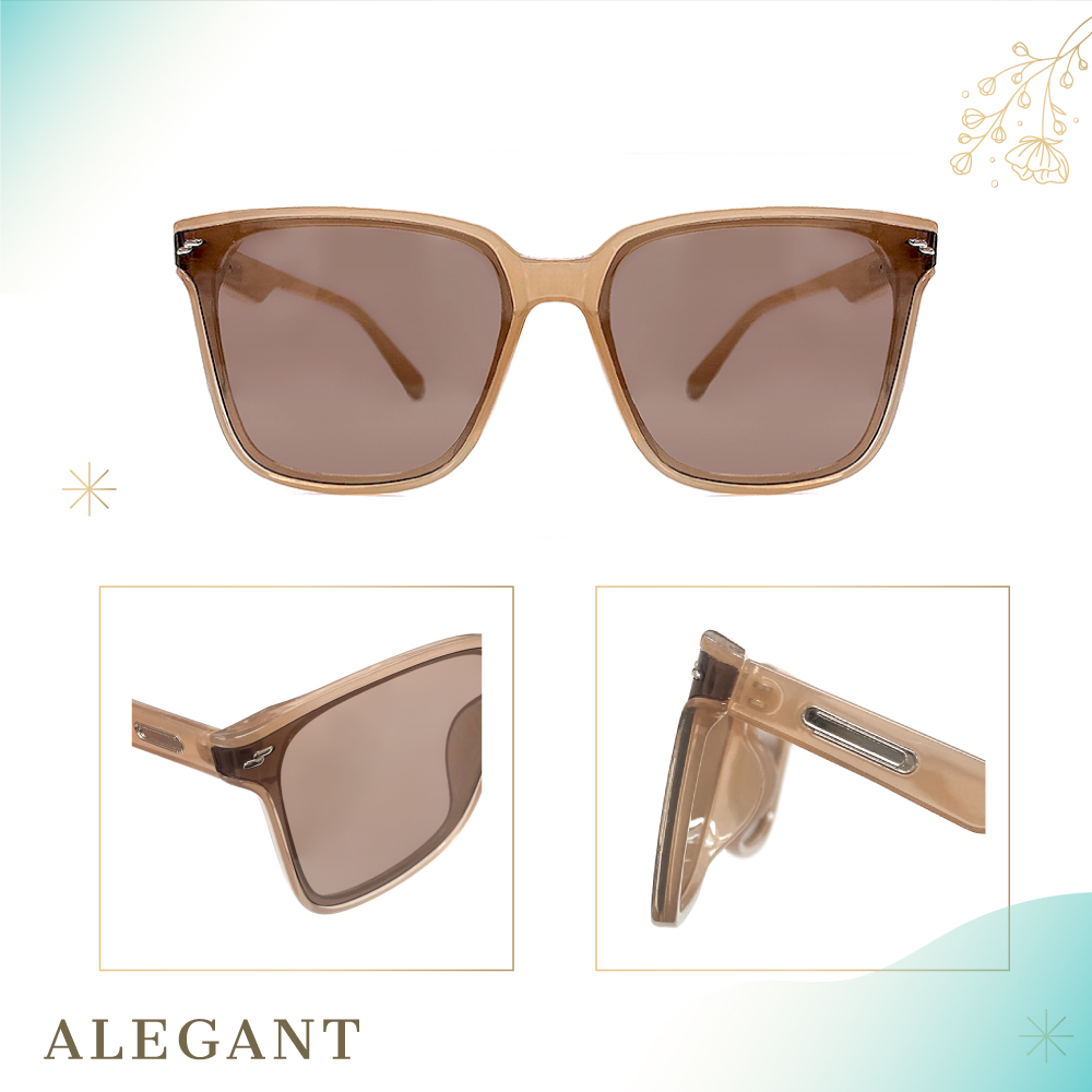 摩登風格雲峰棕輕量貓眼方框墨鏡/UV400太陽眼鏡〔ALEGANT〕, , large