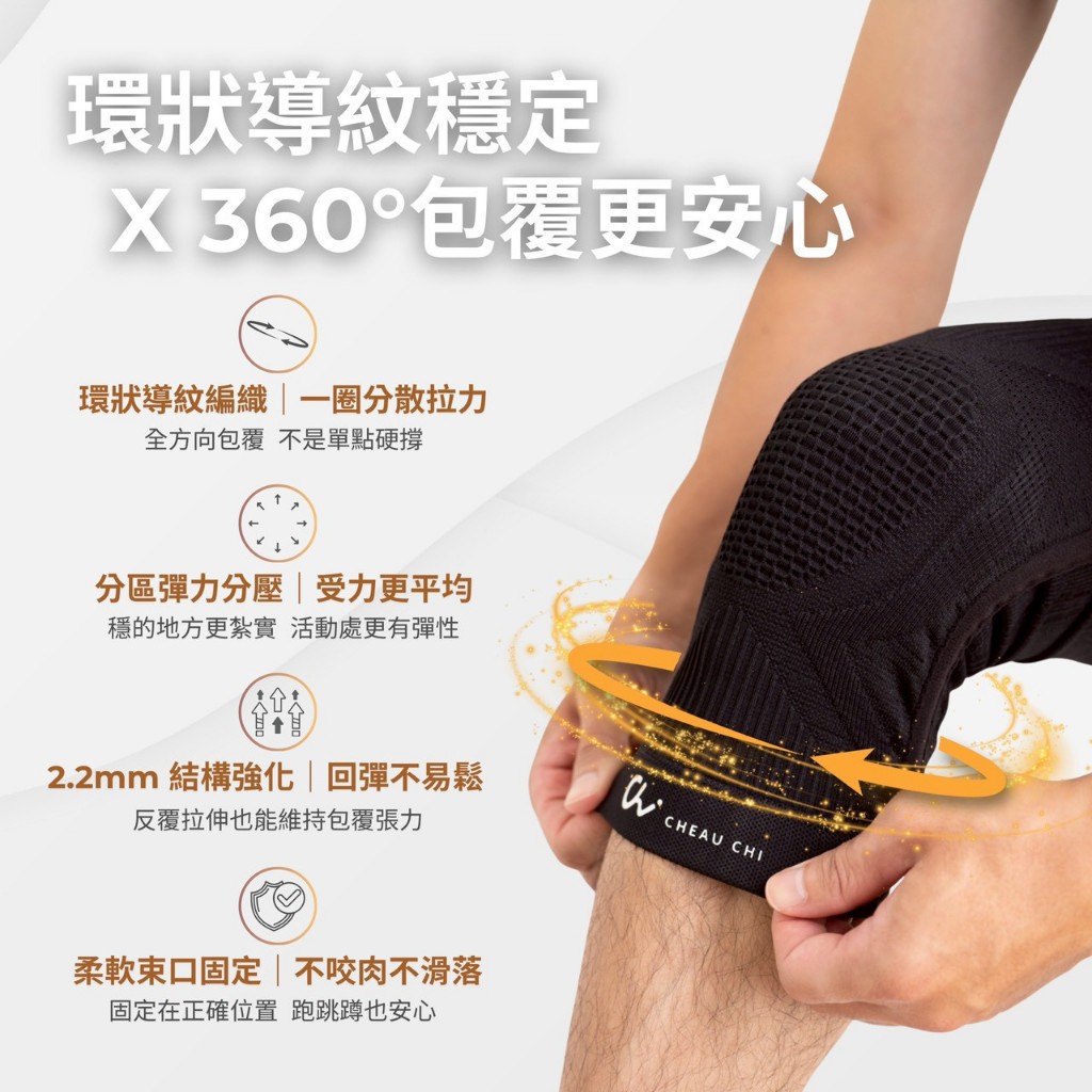 【巧奇】第三代石墨烯3D護膝，360&deg;環狀包覆支撐，透氣排汗不悶熱，石墨烯導熱均溫，穩膝減負擔, , large