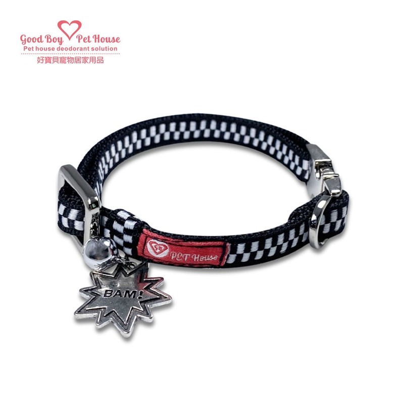 GBPH Coke boy series black plaid sporty pet collar M, , large
