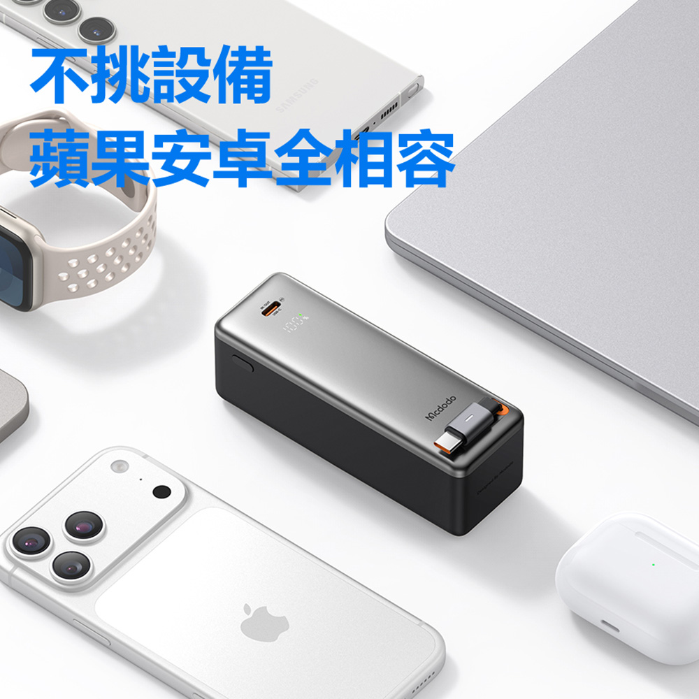 Mcdodo MC318 30W 3 in 1 USB-C Retractable-Cable Powr Bank 10000mAh 38.5Wh, , large
