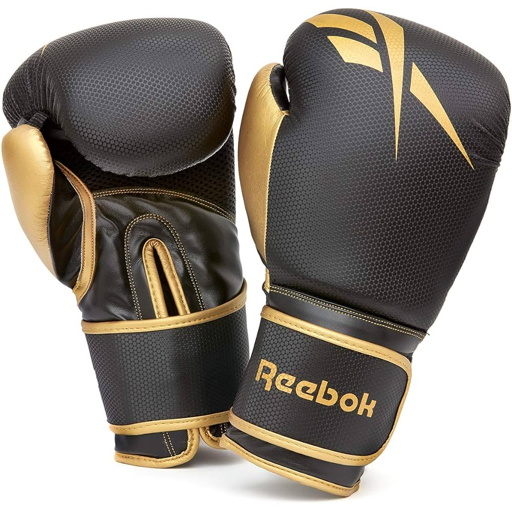 Reebok 拳擊訓練手套 黑金 (共三規格) 散打手套 格斗搏擊 拳套 RSCB-11117GB【樂買網】, , large