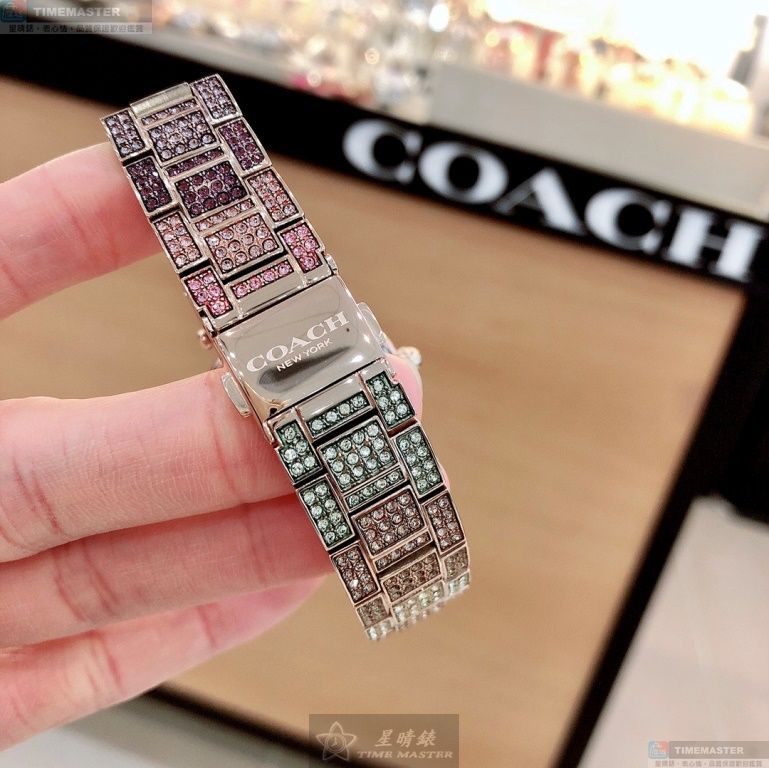 [星晴錶業]COACH手錶,34mm,CH00059彩虹圈錶面玫瑰金錶殼彩虹色精鋼錶帶款, , large