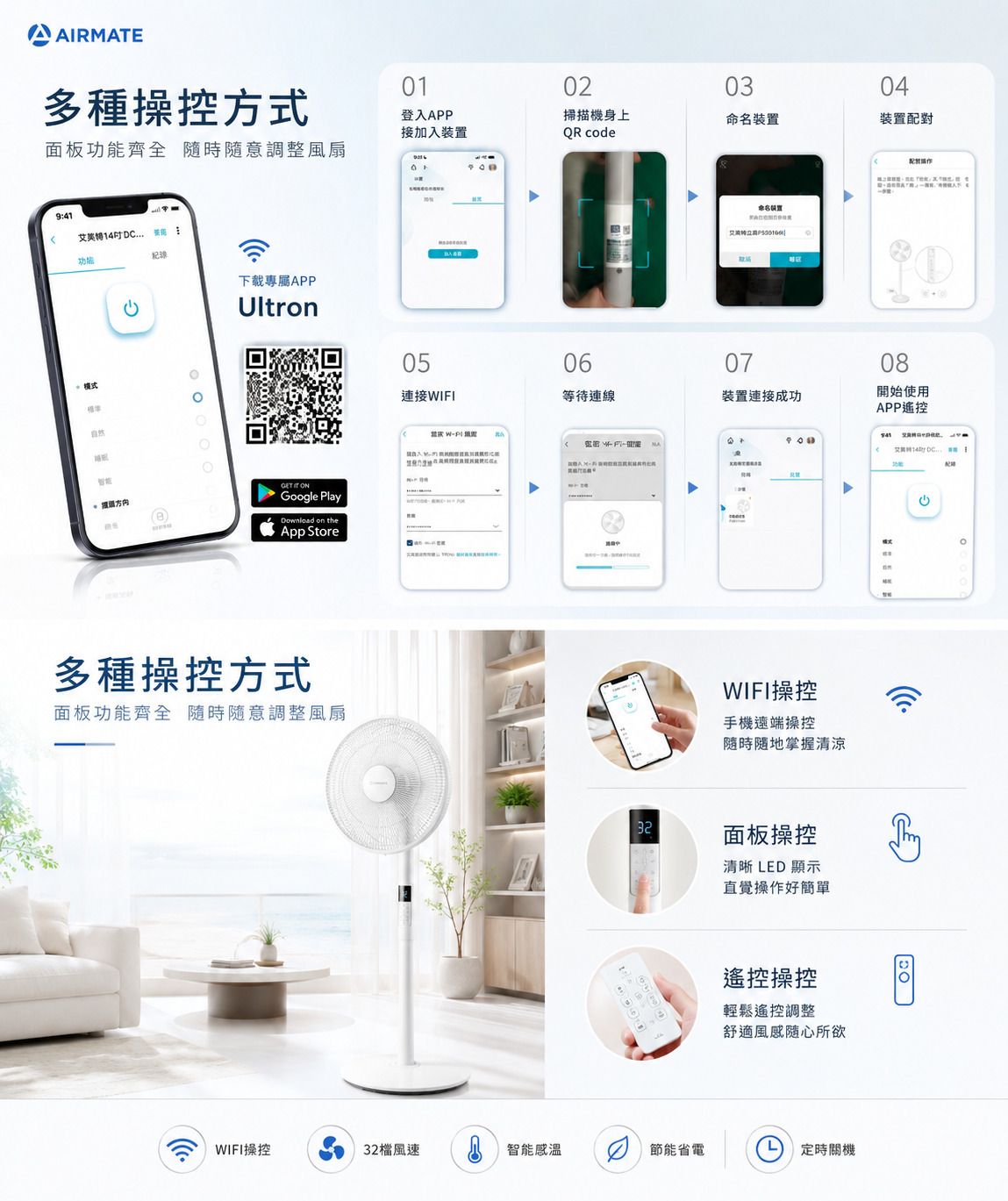 【手機一鍵開風！WiFi智慧立扇全面進化】智慧生活黑科技 AIRMATE 艾美特14吋DC直流馬達智慧節能遙控立地電扇FS35116RI 32段風速 &times; 智能感溫 &times; DC省電 &times; 遠端操控, , large