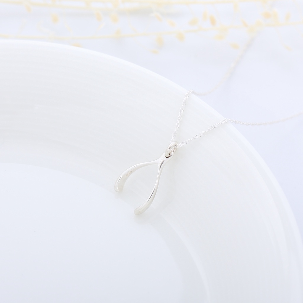 【Angel & Me】Lucky Wishbone s925 sterling silver necklace birthday gift, , large