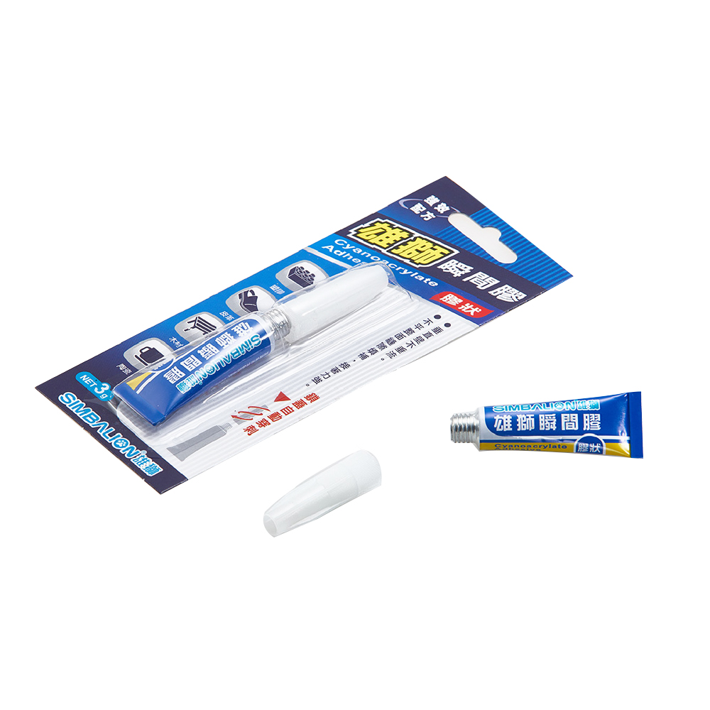 【SIMBALION 雄獅文具】膠狀 瞬間膠 3g 2支/組 GU102, , large