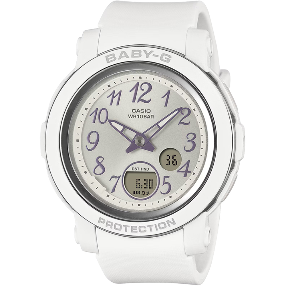 CASIO 卡西歐 BABY-G 金屬色易讀數字雙顯女錶 電子錶-柔和白 送禮 禮物 推薦(BGA-290SA-7A), , large