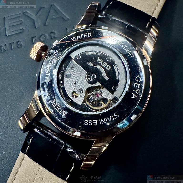 [星晴錶業]GEYA手錶,46mm,G78187GHKK彩色錶面玫瑰金錶殼深黑色真皮皮革錶帶款, , large