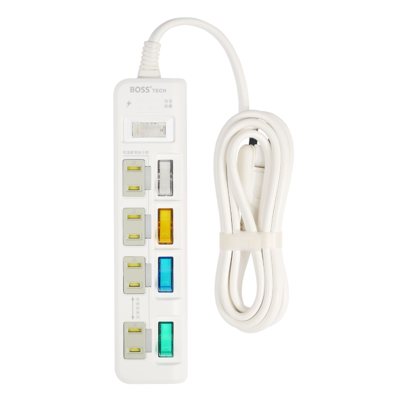 BOSS 5開4插2P高溫斷電延長線1.8米, , large