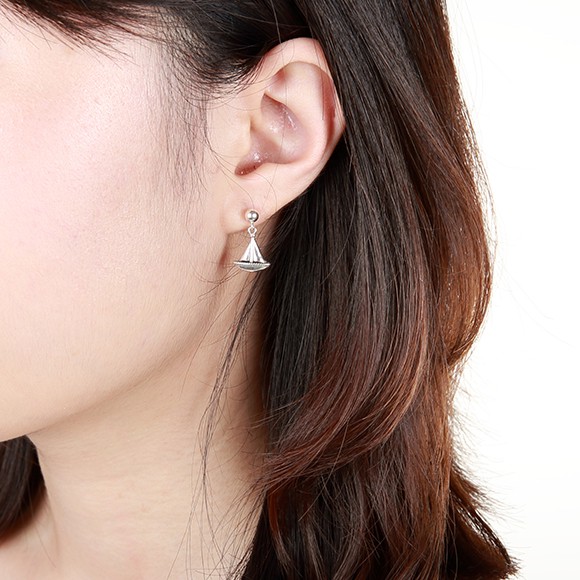【Angel & Me】Vacation Sailboat s925 sterling silver earrings birthday gift, , large