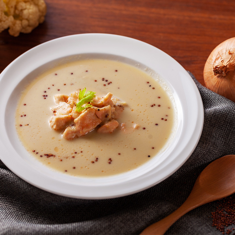 Salmon, quinoa, and cauliflower soup(250g), , large
