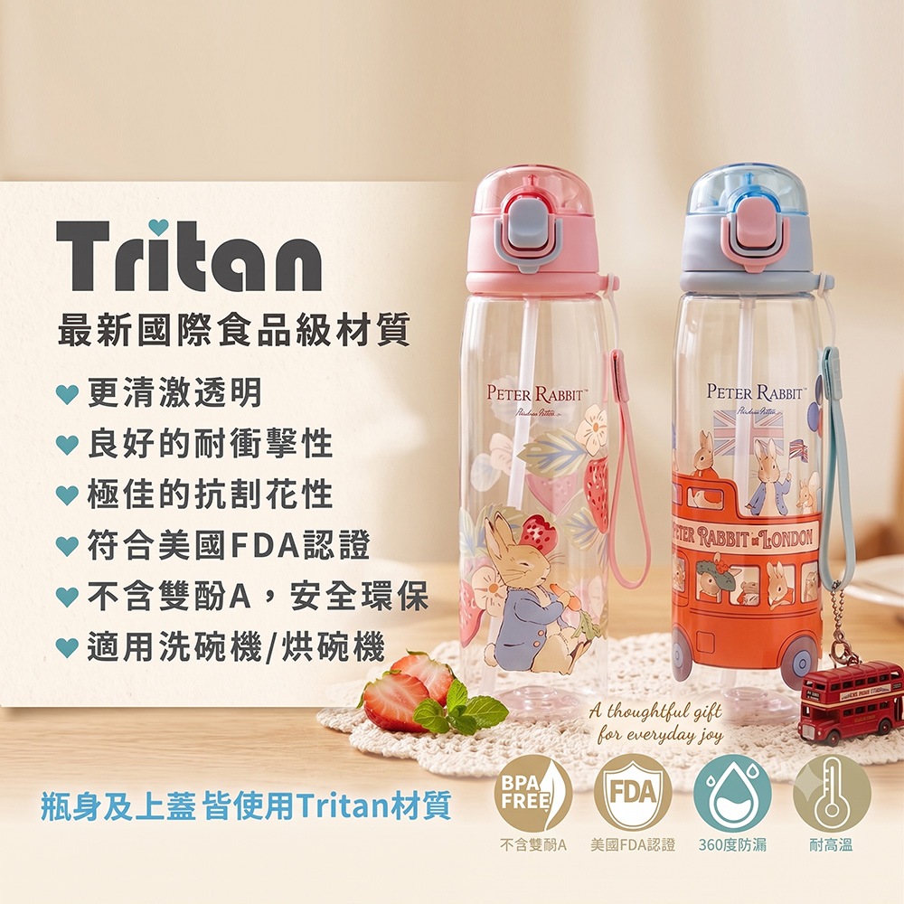 Peter Rabbit 比得兔｜一鍵彈蓋 Tritan 輕量兒童水壺 650ml－2款可選, , large