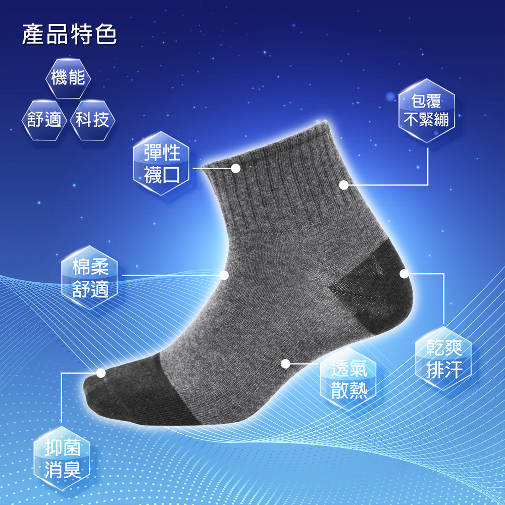 【BVD】(10入)石墨烯1/2乾爽襪-M/L B581/B580 襪子/短襪/除臭襪, , large