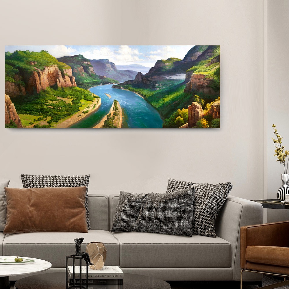 【御畫房】江山攬勝 國家一級畫師手繪油畫60&times;120cm(VF-45), , large