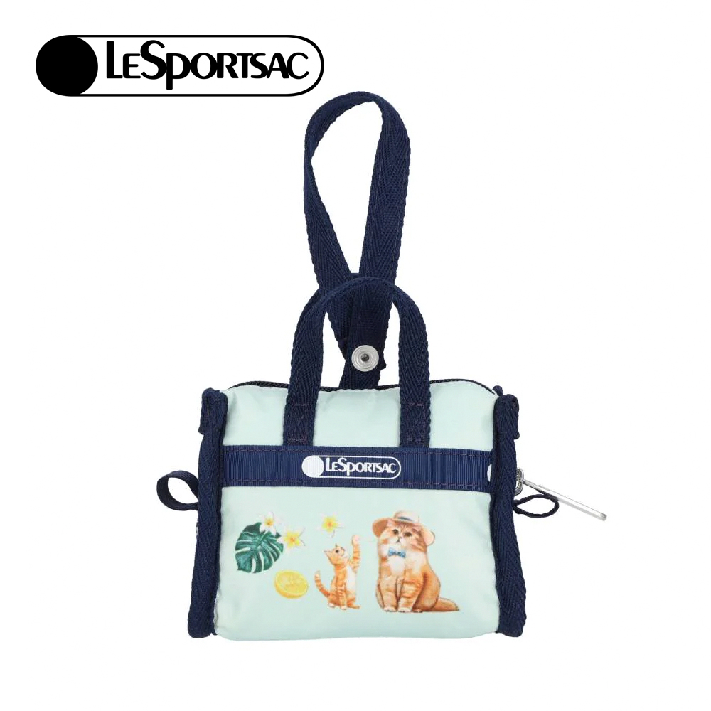 Lesportsac Micro Weekender Charm 小吊掛飾零錢包 收納袋(童趣草帽貓咪)L261-1611N-HF97, , large
