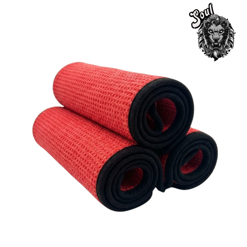 Soul Waffle Weave Glass Towel 40x40cm - Professional Car Wash, Absorbent & Streak-free (Red), , large