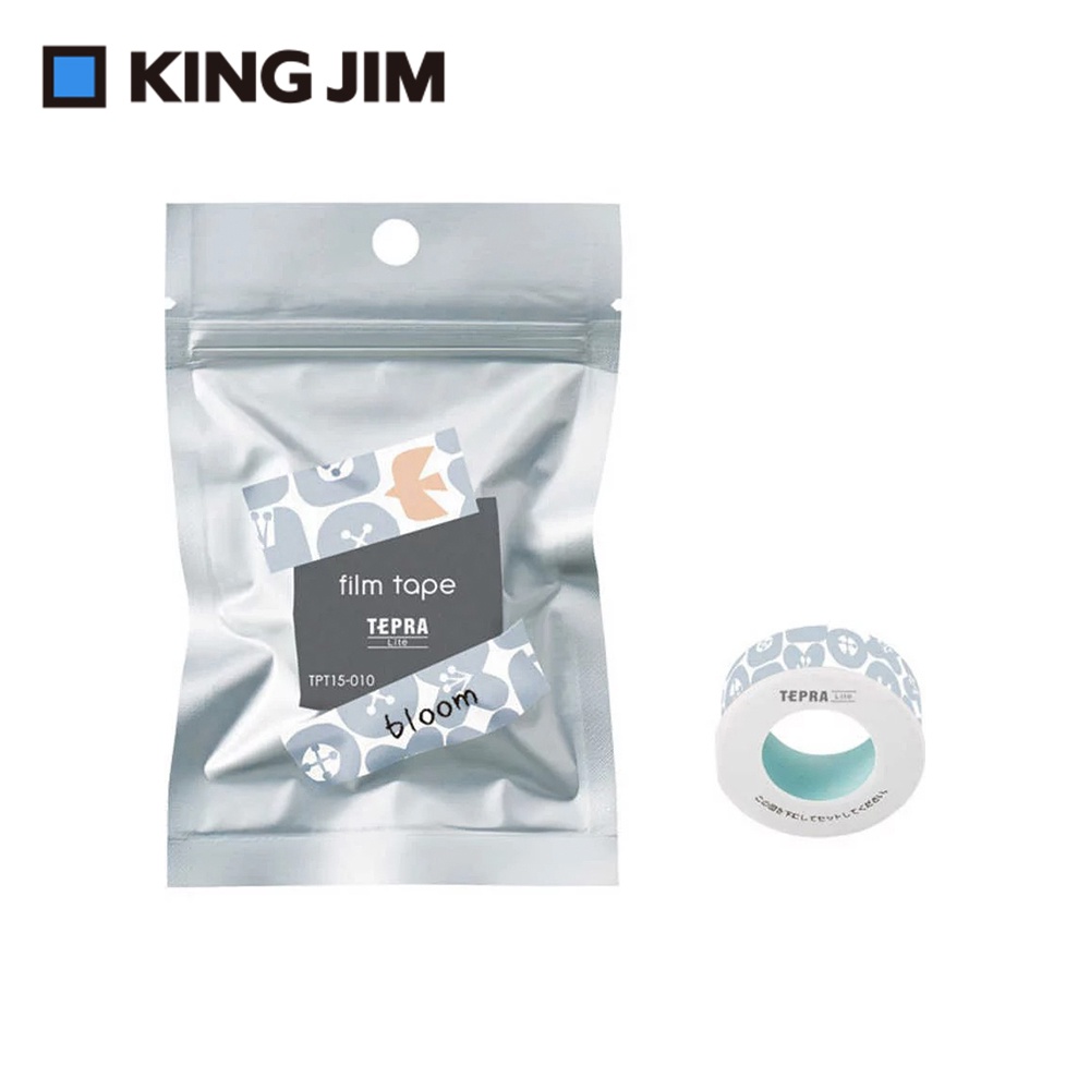*需預訂【KING JIM】TEPRA LITE 熱感式標籤薄膜自黏膠帶 15mm(圖案)盛開(TPT15-010), , large