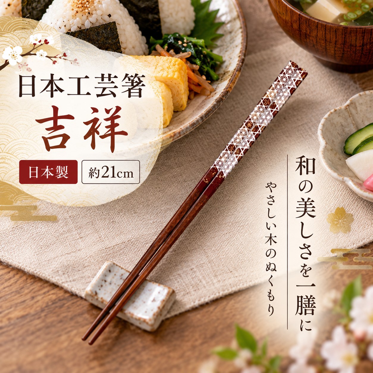 【HIYASU日安工坊】日本工藝箸-吉祥 21cm, , large