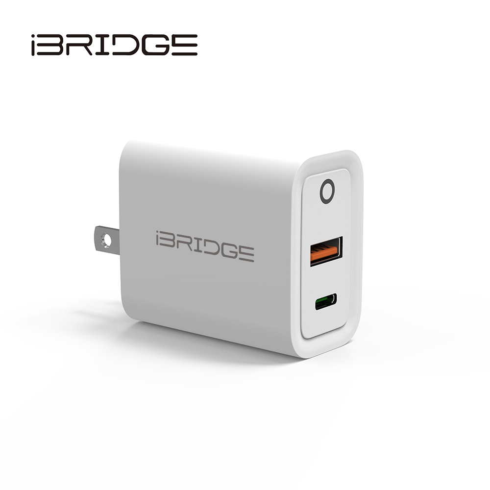 iBRIDGE PD20W雙孔快速充電器-白, , large