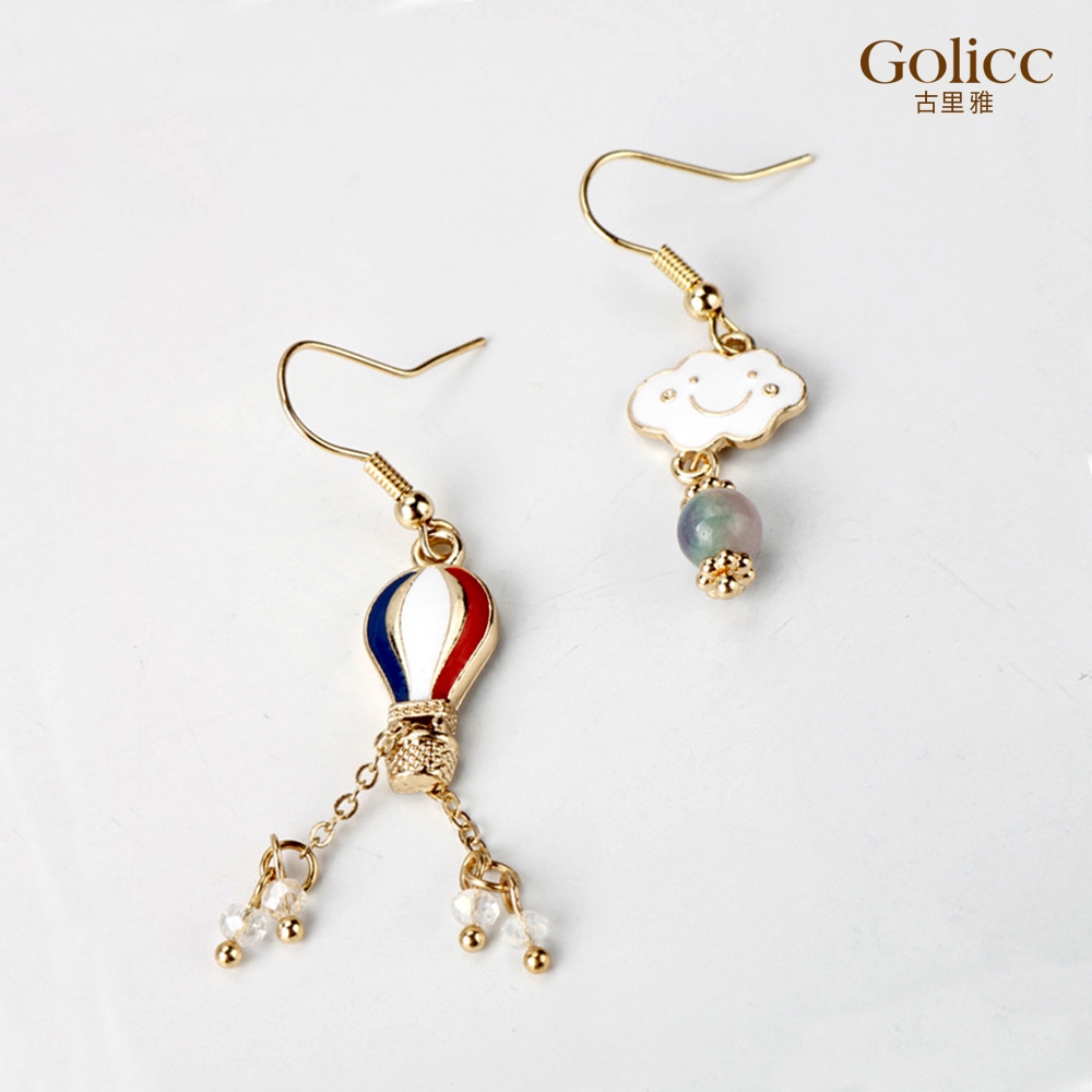 【Gulicc】古莉可 耳環 俏皮熱氣球雲朵耳環, , large