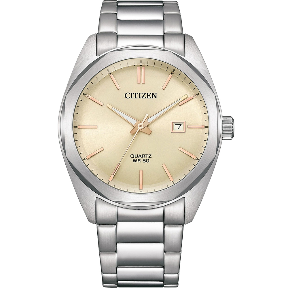 CITIZEN 星辰 限量 紳士日期手錶 送禮-銀x香檳金/41mm BI5110-54B, , large