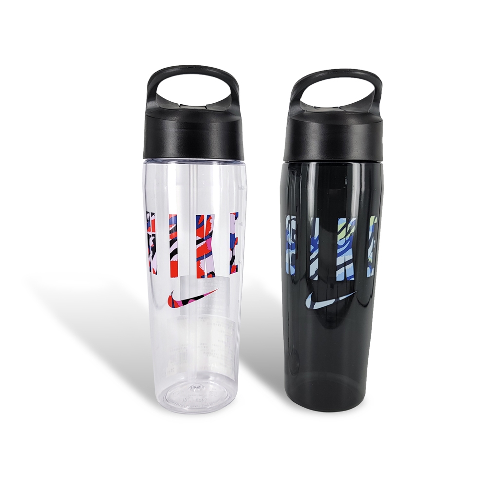 NIKE 吸管水壺 24OZ/709ml 騎行 腳踏車 健身 戶外 運動 水壺 隨身杯 水瓶 便攜 提把 寬口 黑 透明, , large