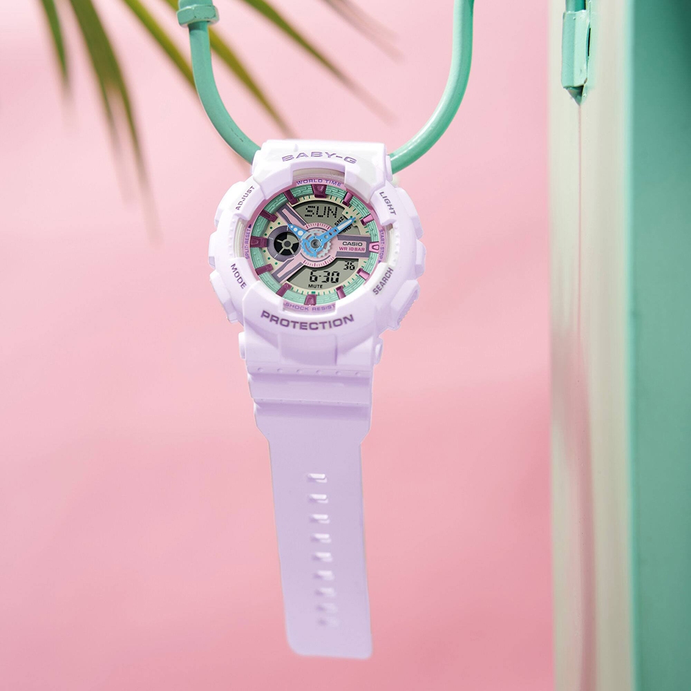 CASIO 卡西歐 BABY-G 粉紫色 柔和色調手錶 BA-110XPM-6A, , large